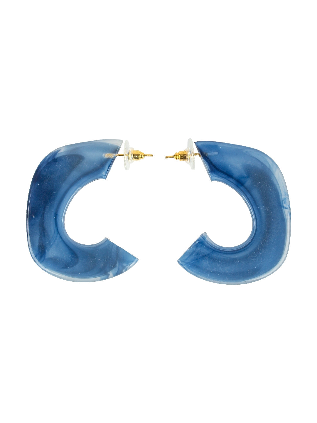 Gold-Plated Gold & Navy Blue Brass Handcrafted Contemporary Drop Earrings