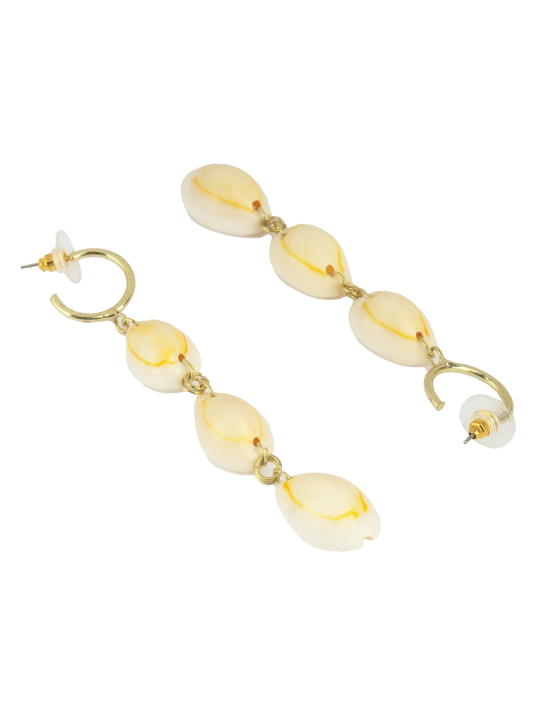 Gold-Plated Gold & Multi Brass Handcrafted Contemporary Drop Earrings