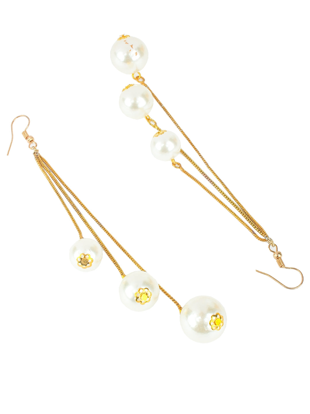 Gold-Plated Gold & White Brass Handcrafted Contemporary Drop Earrings