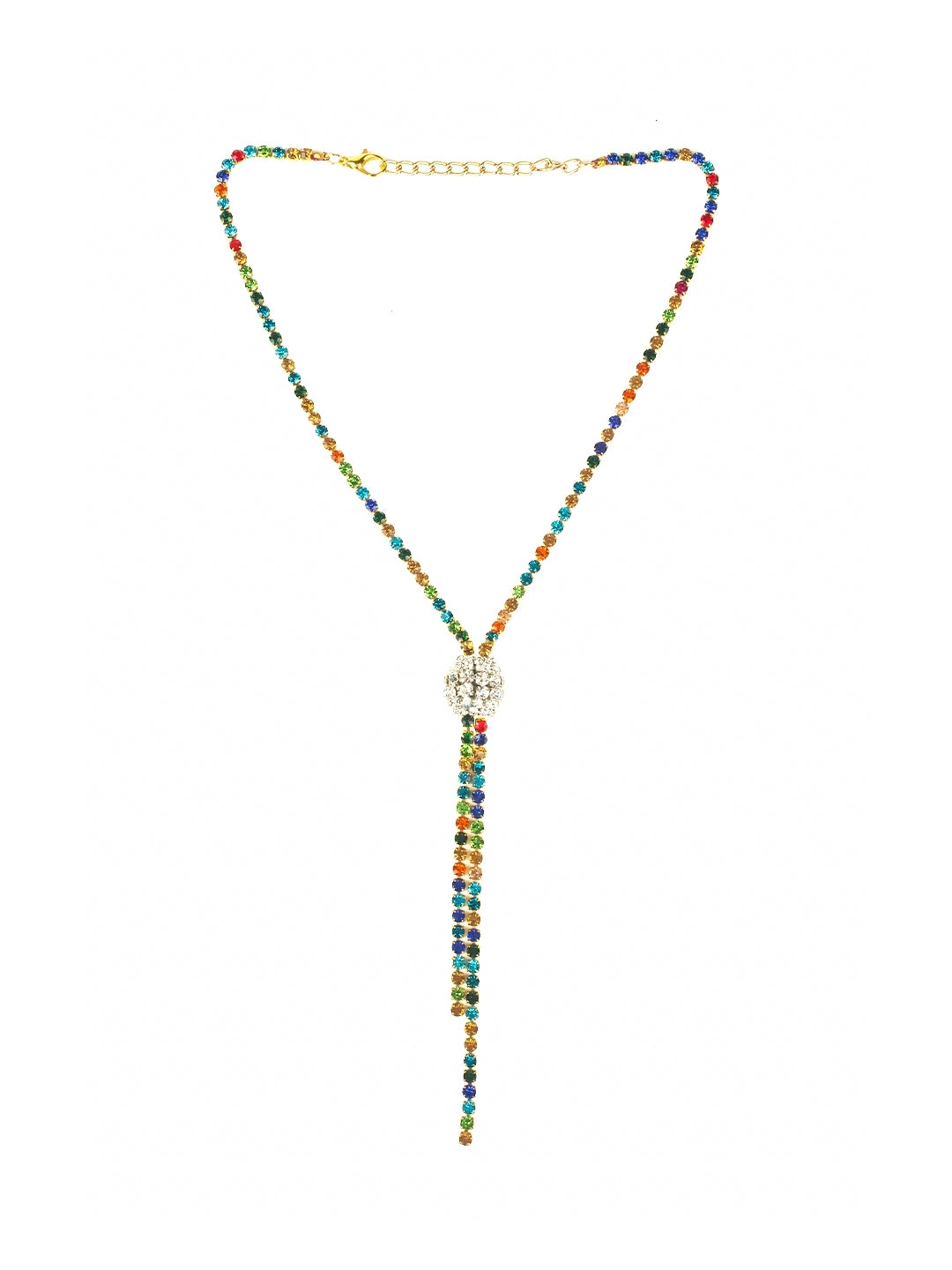 Gold-Plated Gold & Multi Artificial Stones and Beads Minimal Handcrafted Necklace