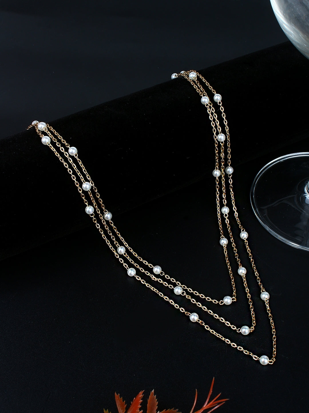 Gold-Plated Gold & White Artificial Beads Minimal Handcrafted Necklace