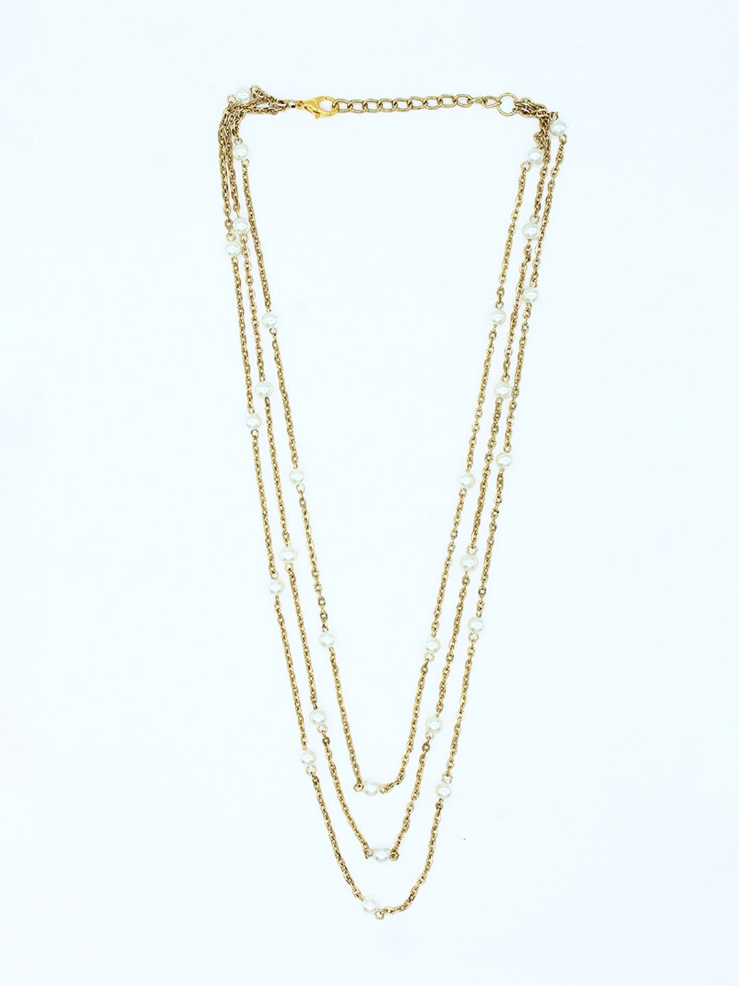 Gold-Plated Gold & White Artificial Beads Minimal Handcrafted Necklace