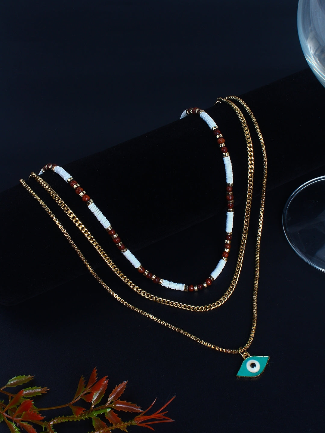 Gold-Plated Gold & White Artificial Beads Minimal Handcrafted Necklace