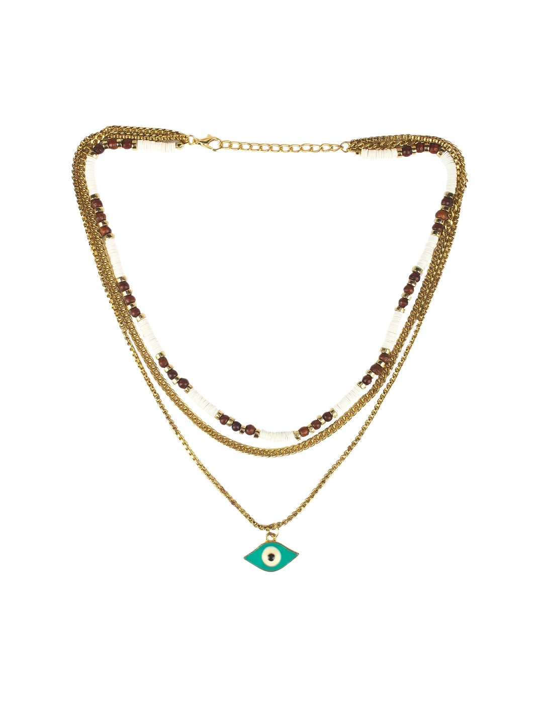 Gold-Plated Gold & White Artificial Beads Minimal Handcrafted Necklace