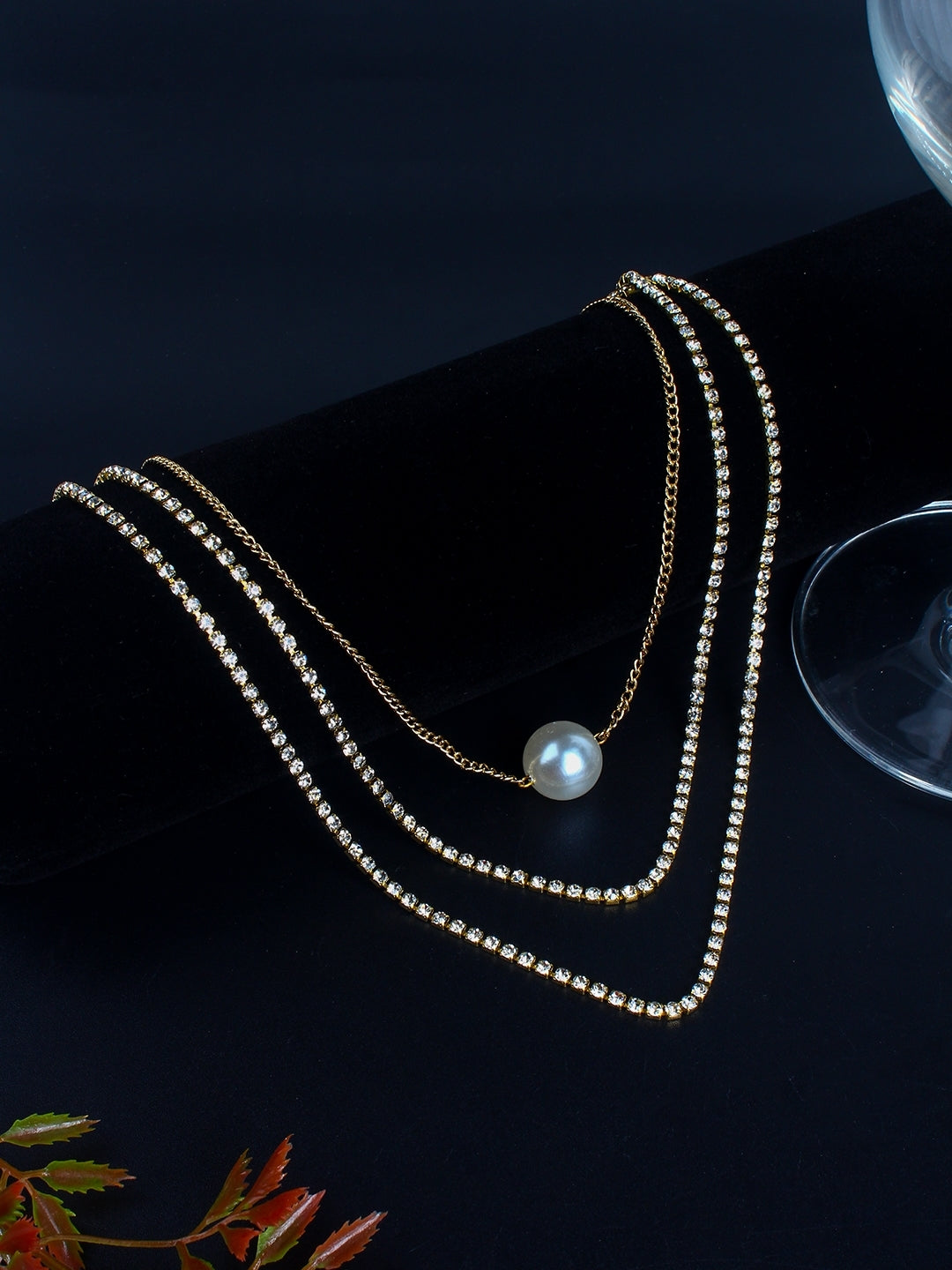 Gold-Plated Gold & White Artificial Beads Minimal Handcrafted Necklace