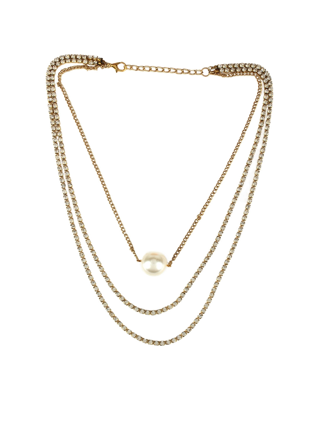 Gold-Plated Gold & White Artificial Beads Minimal Handcrafted Necklace