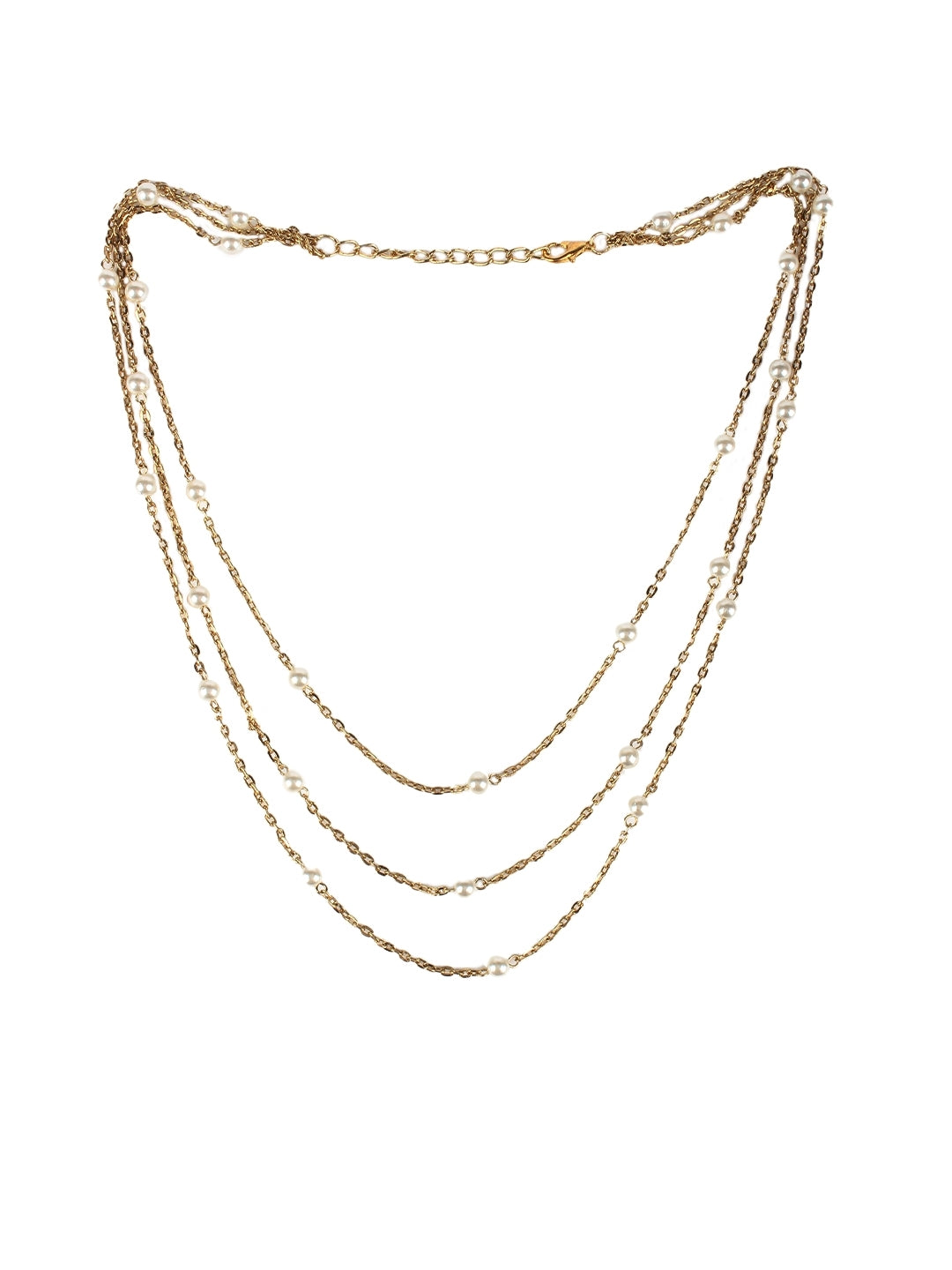 Gold-Plated Gold & White Artificial Beads Minimal Handcrafted Necklace