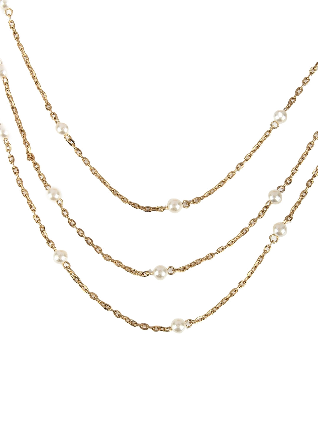 Gold-Plated Gold & White Artificial Beads Minimal Handcrafted Necklace