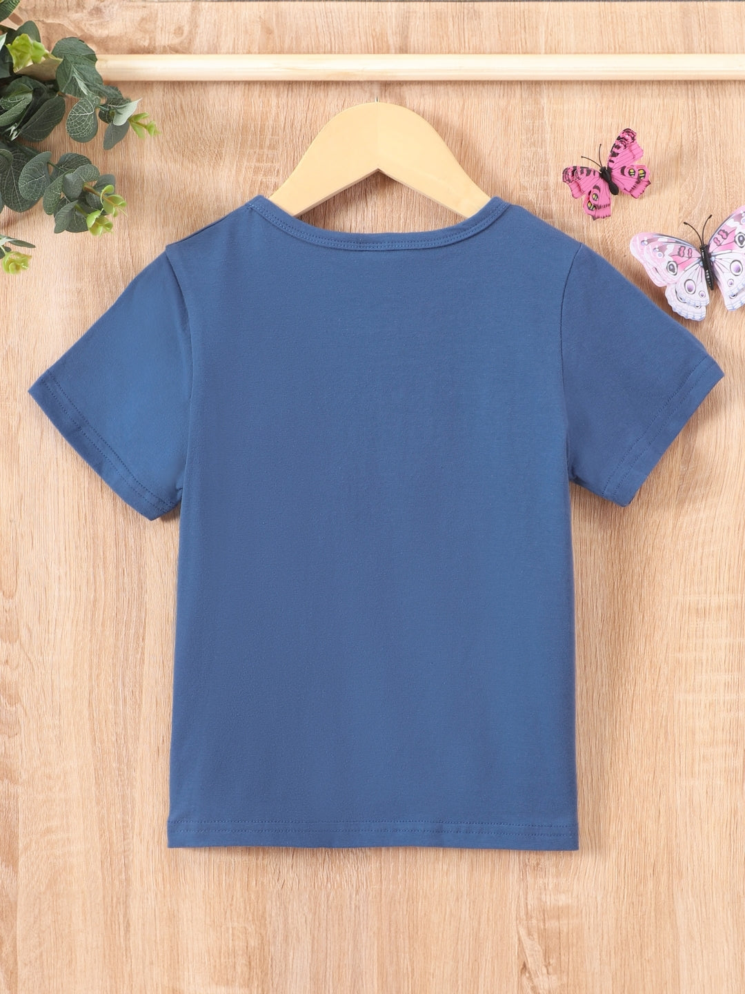 Round Neck Printed Short Sleeves Cotton T-Shirt