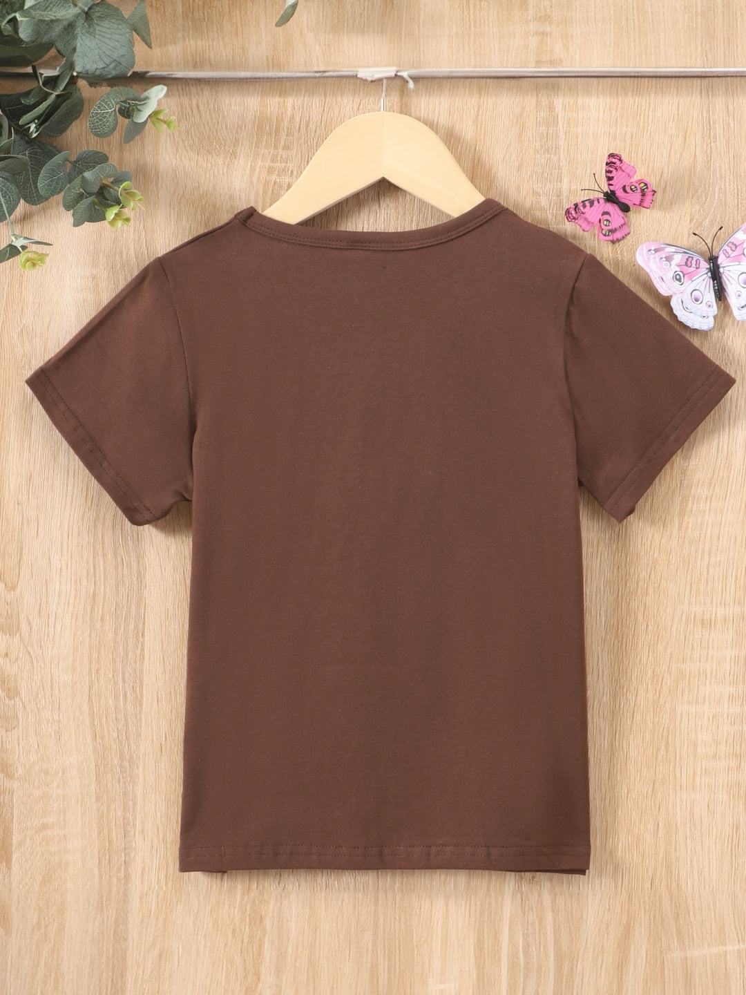 Round Neck Printed Short Sleeves Cotton T-Shirt