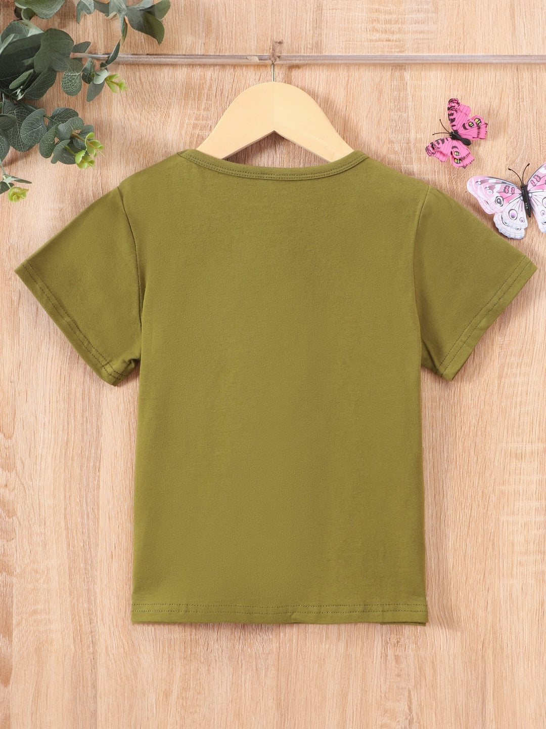 Round Neck Printed Short Sleeves Cotton T-Shirt