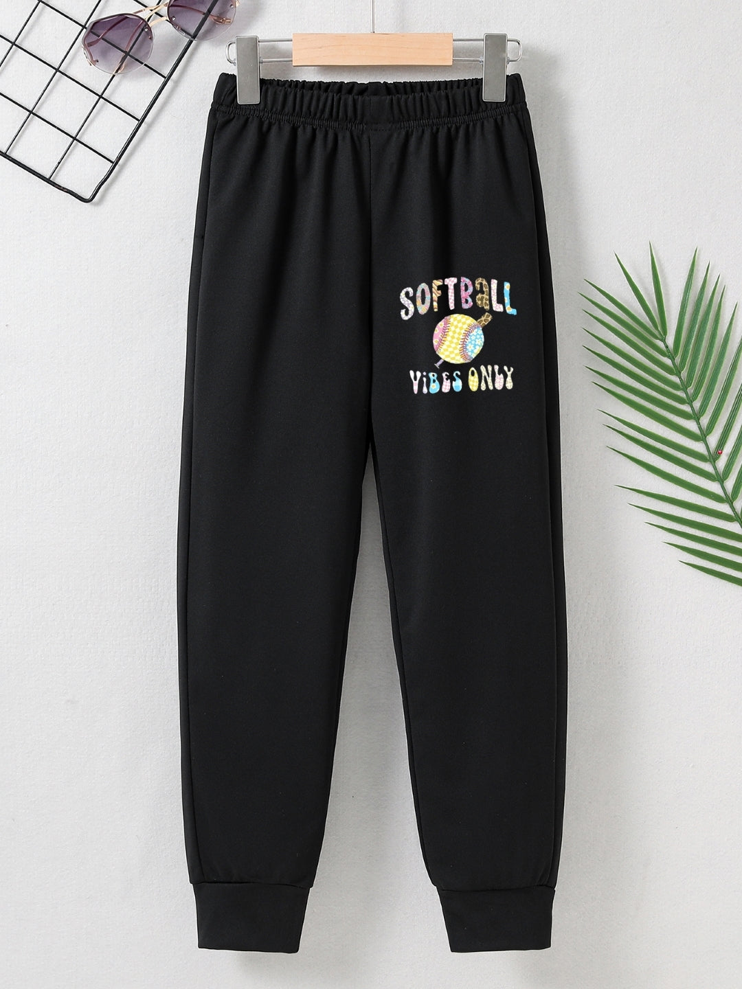 Black Printed Regular Fit Polyester Trouser