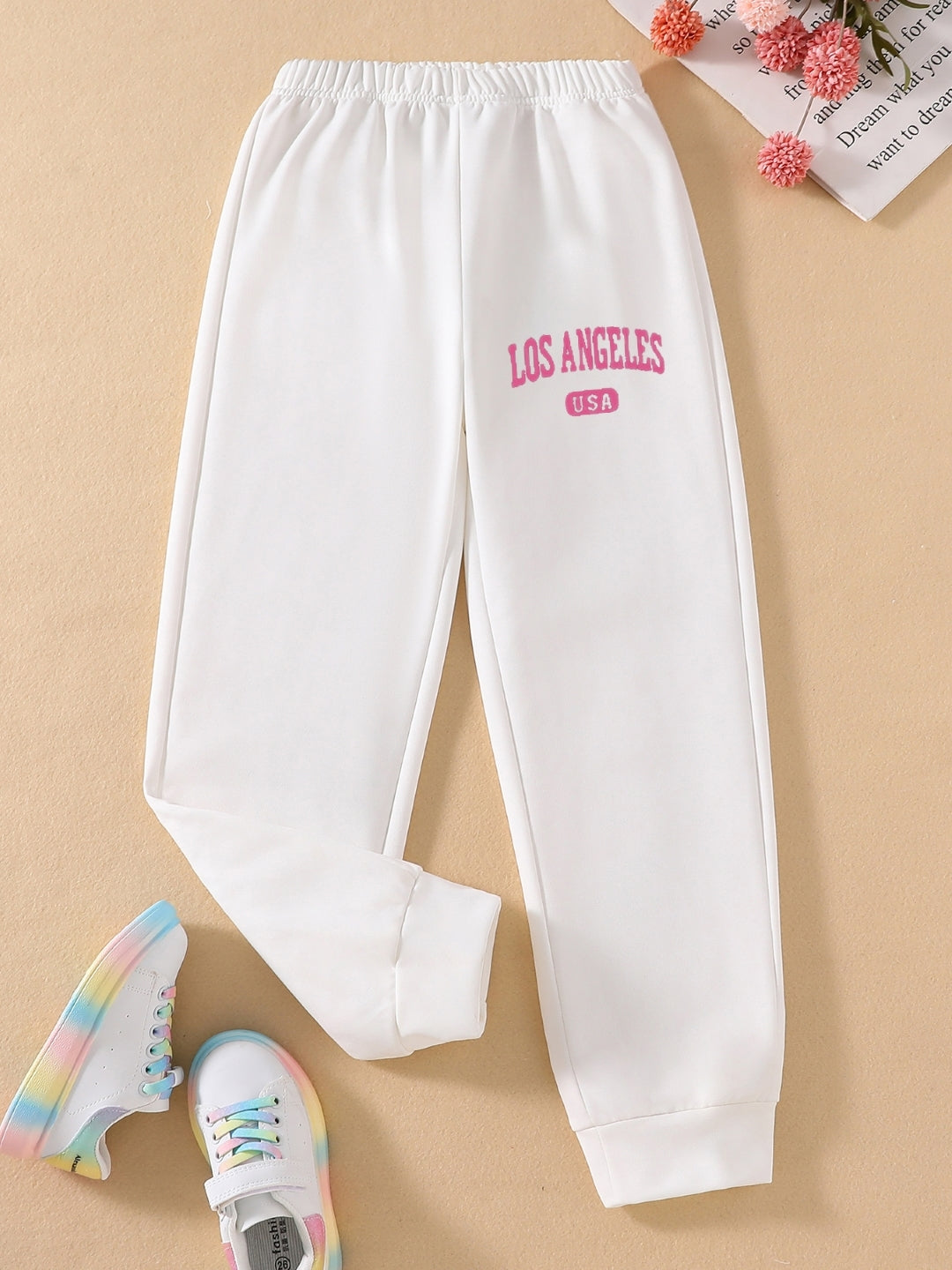 White Printed Regular Fit Polyester Trouser