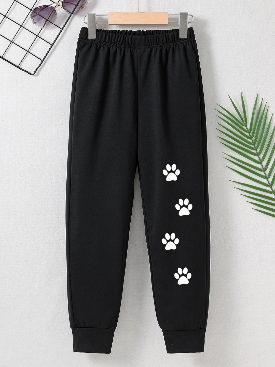 Black Printed Regular Fit Polyester Trouser