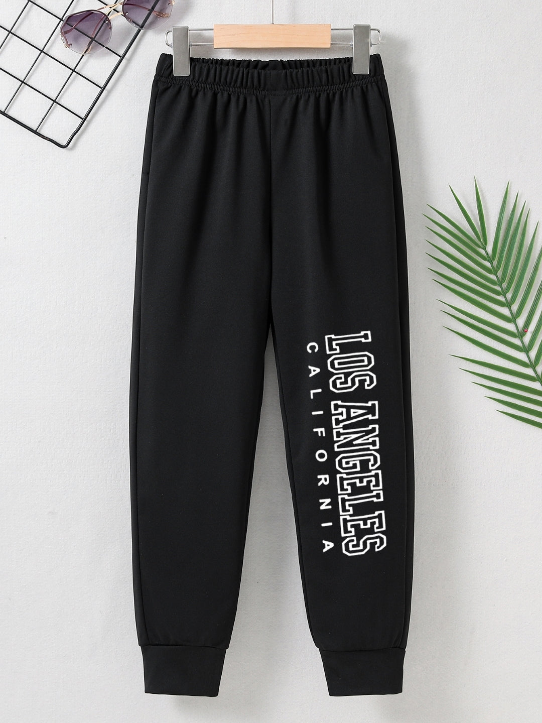 Black Printed Regular Fit Polyester Trouser