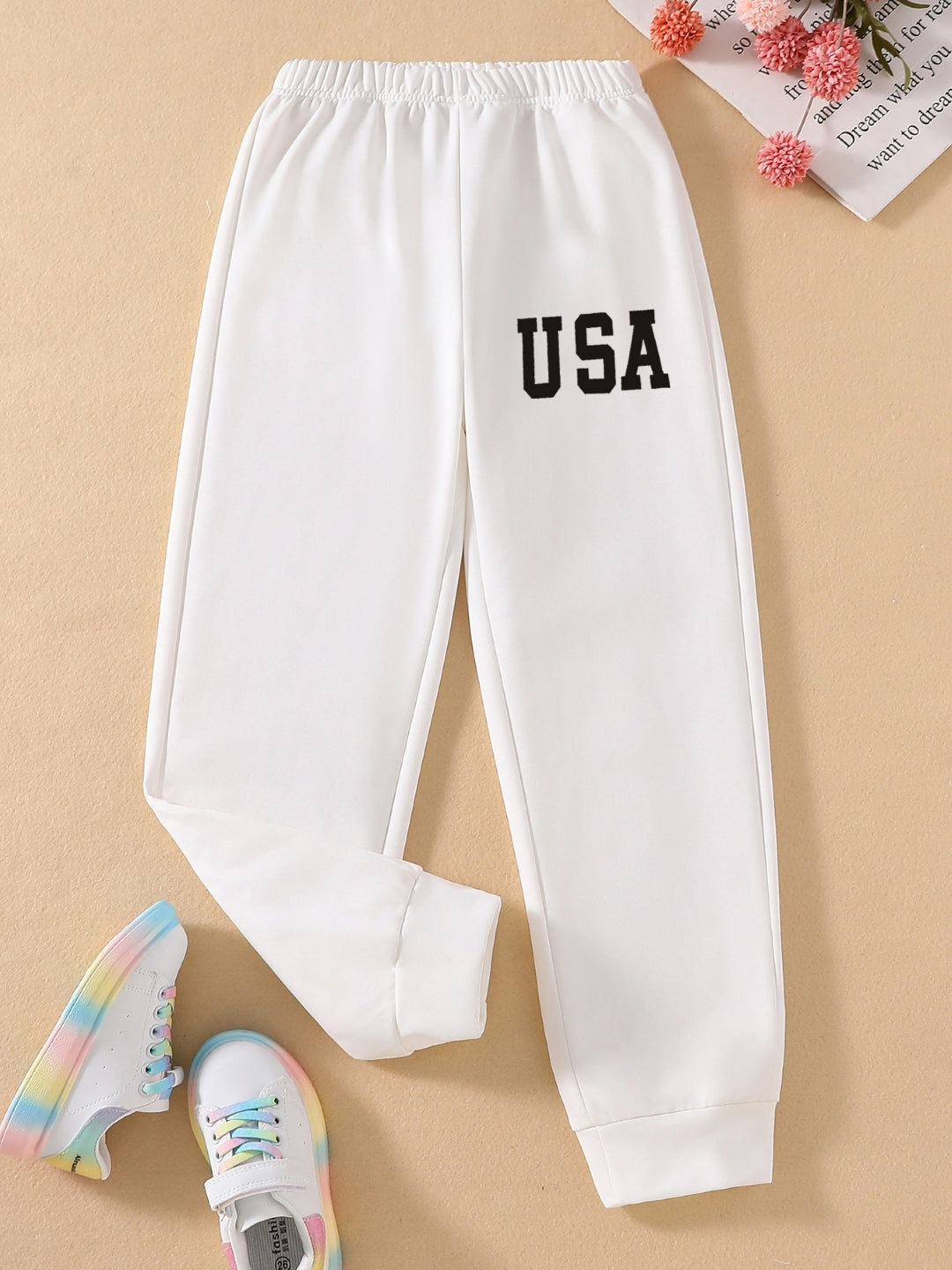 White Printed Regular Fit Polyester Trouser