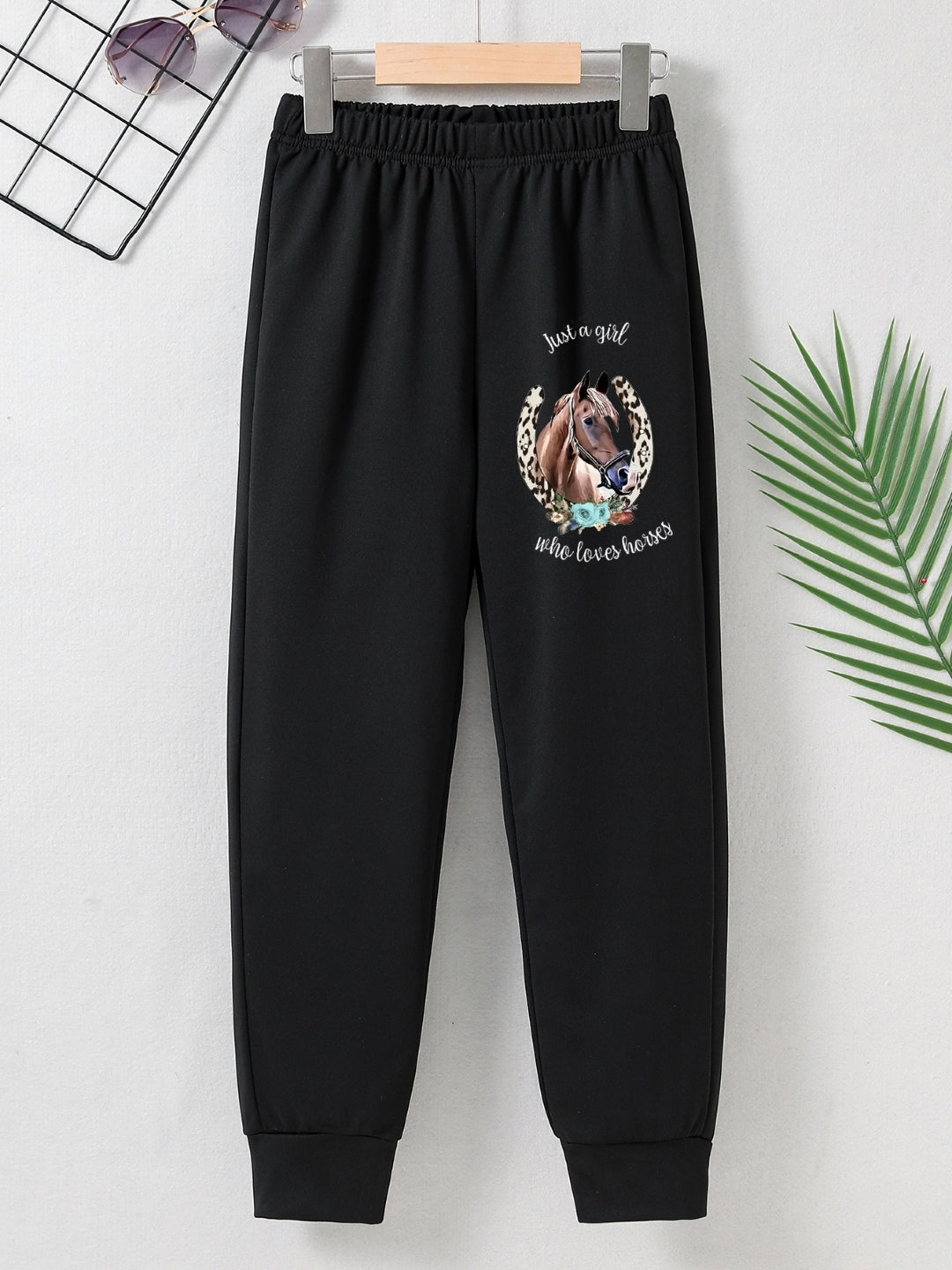 Black Printed Regular Fit Polyester Trouser