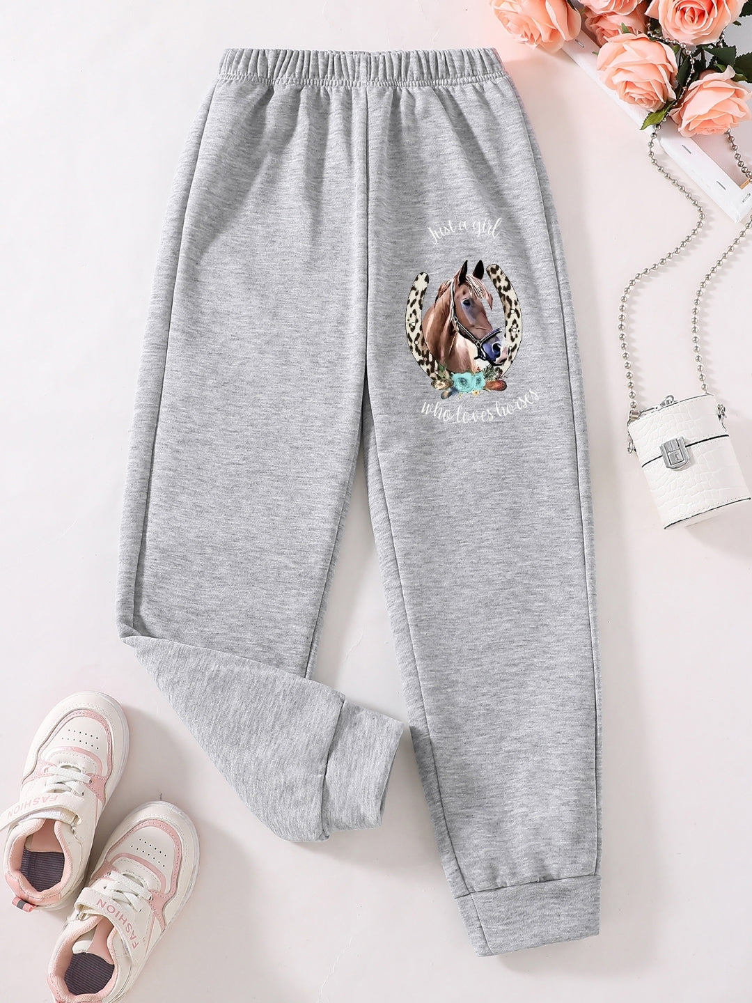 Grey Printed Regular Fit Polyester Trouser