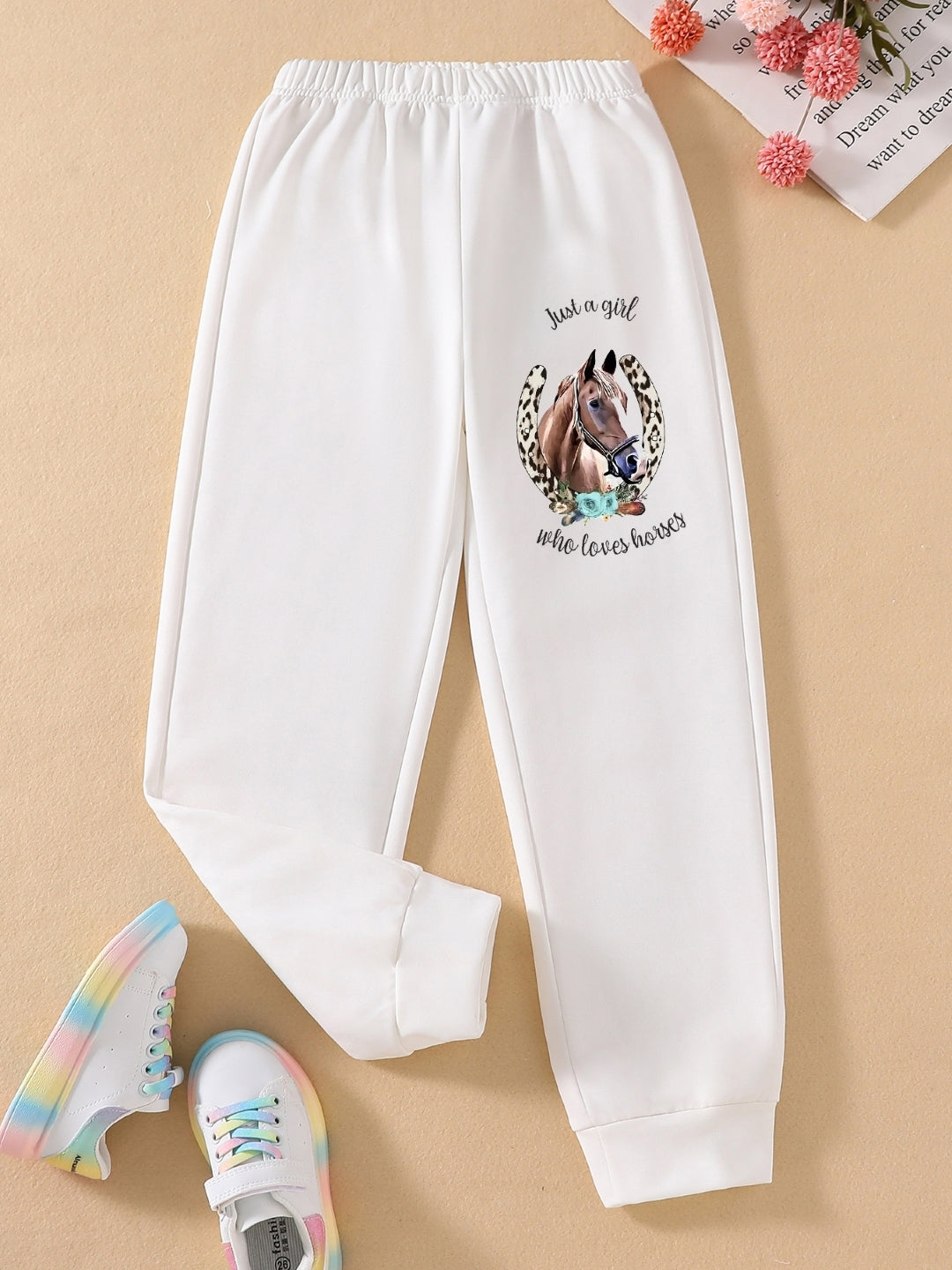 White Printed Regular Fit Polyester Trouser