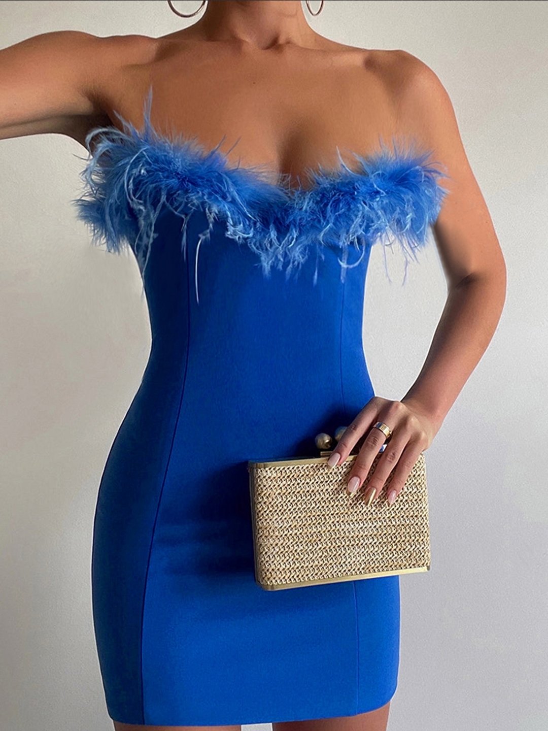 Blue Off-Shoulder Dress