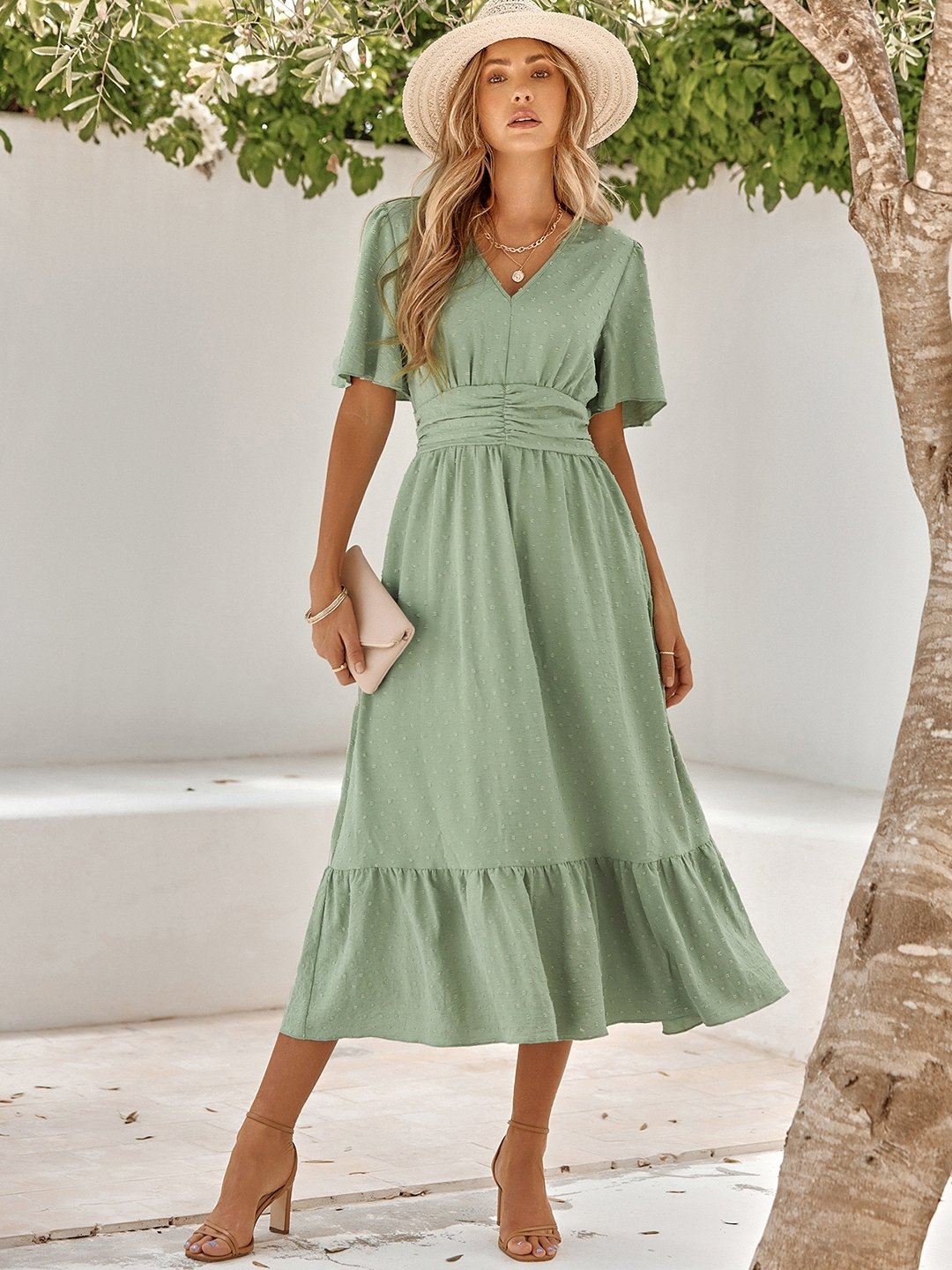 Women Green Polyester Dress