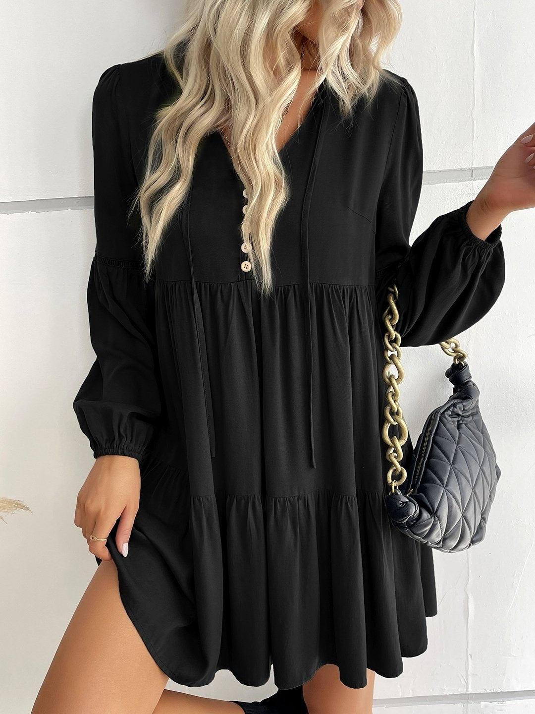 Black A-Line Viscose Dress