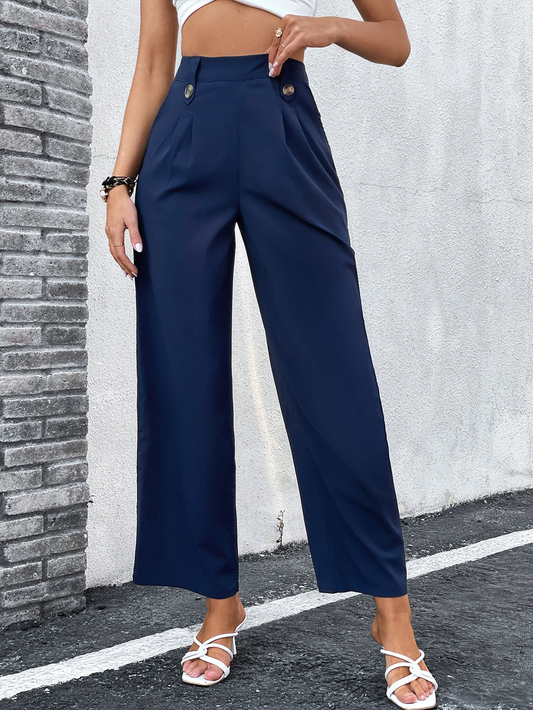 Navy Blue Polyester Trouser