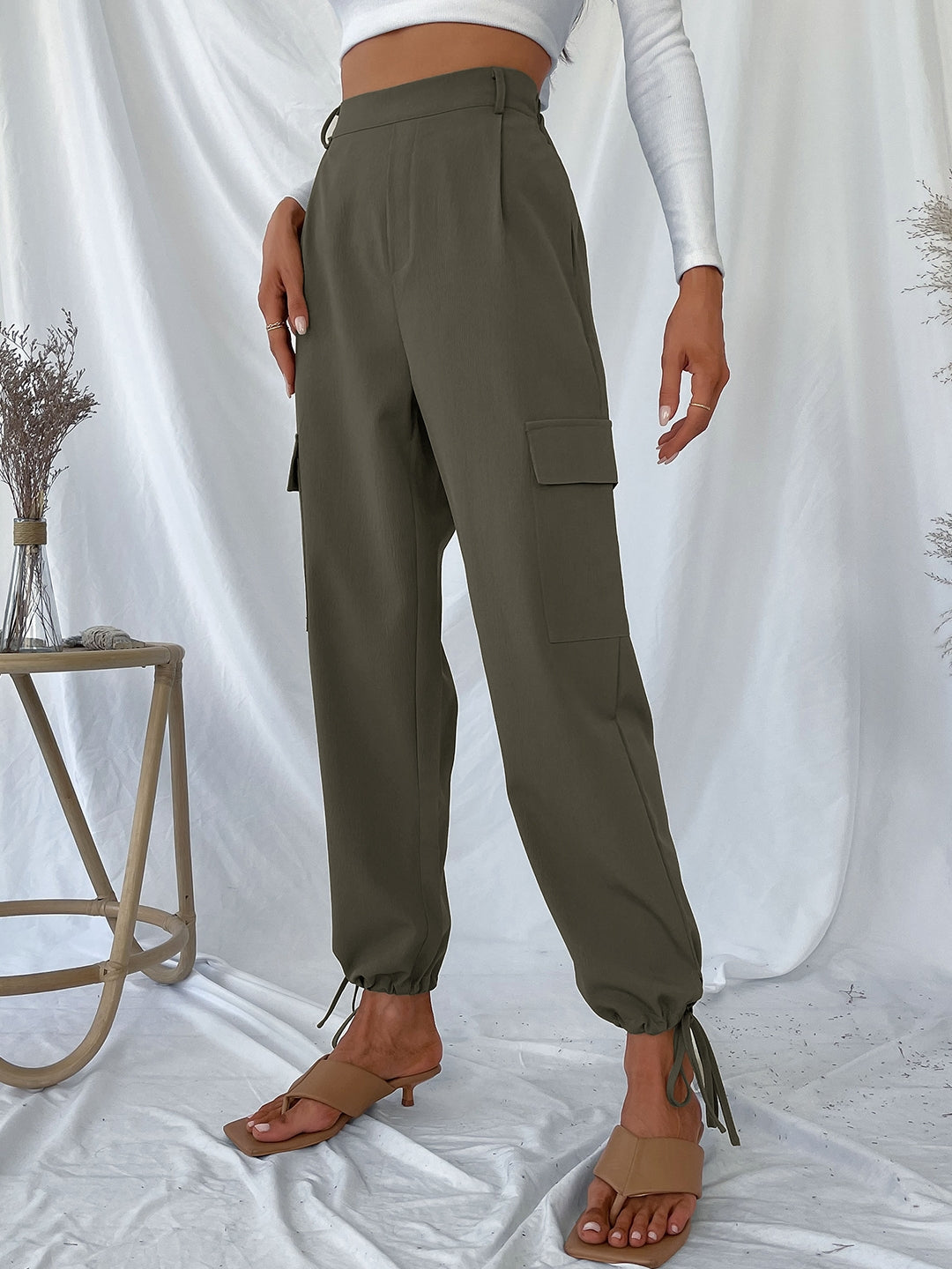 Green Polyester Trouser