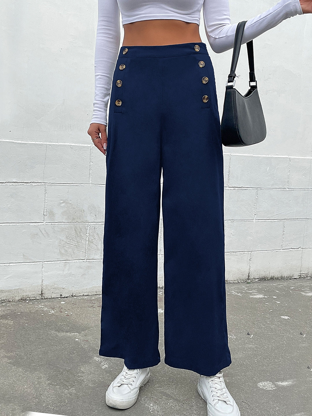 Navy Blue Polyester Trouser