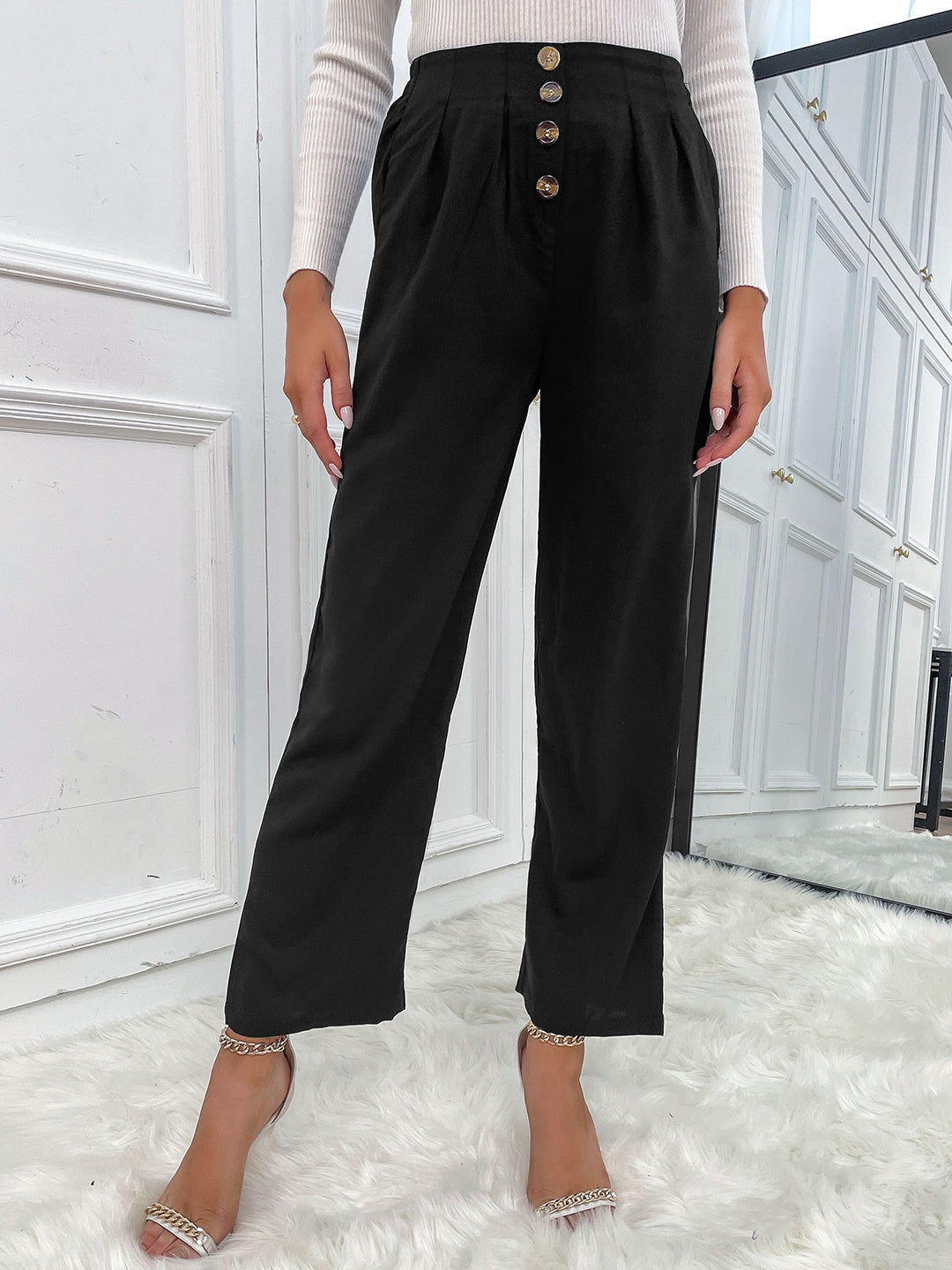 Black Polyester Trouser