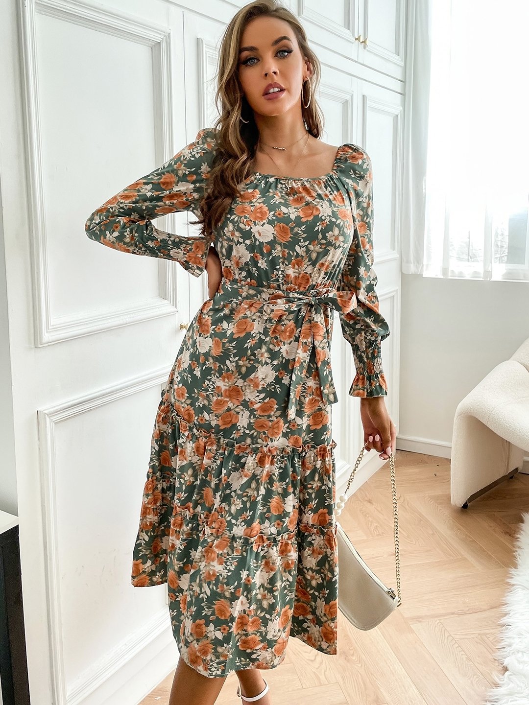 Green Polyester Dress
