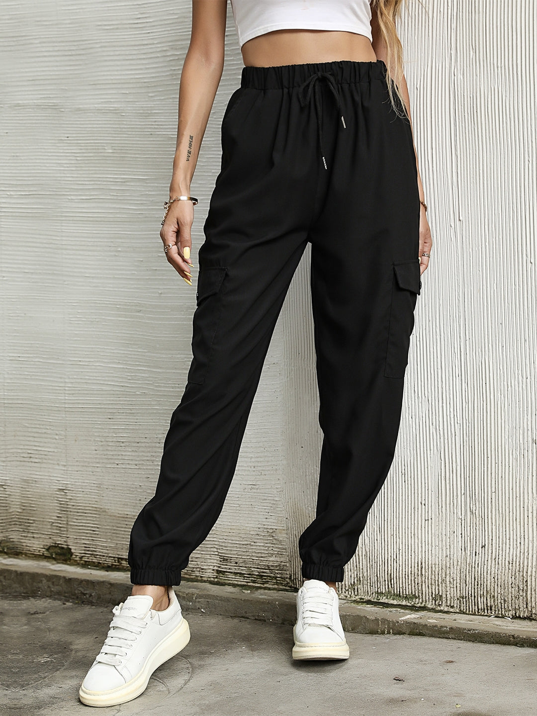 Black Polyester Trouser