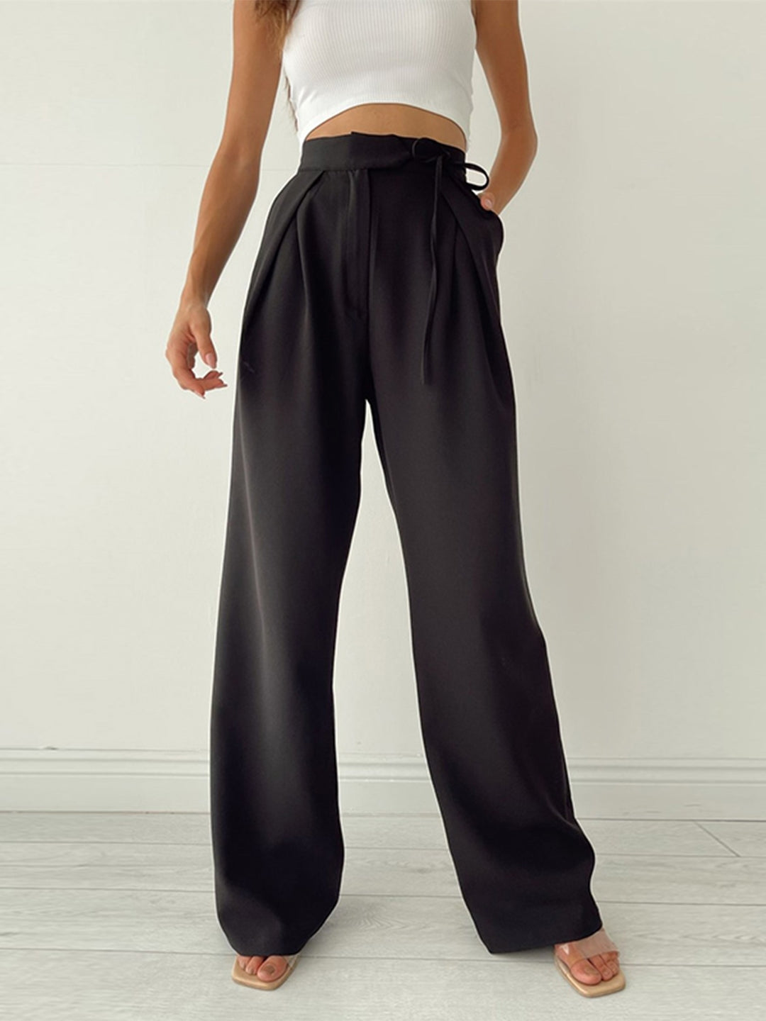 Black Polyester Trouser