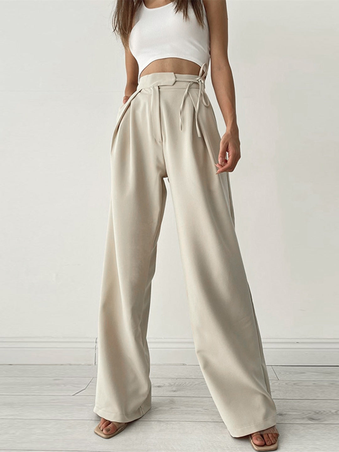 Cream Polyester Trouser