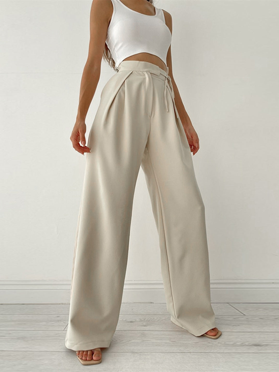 Cream Polyester Trouser