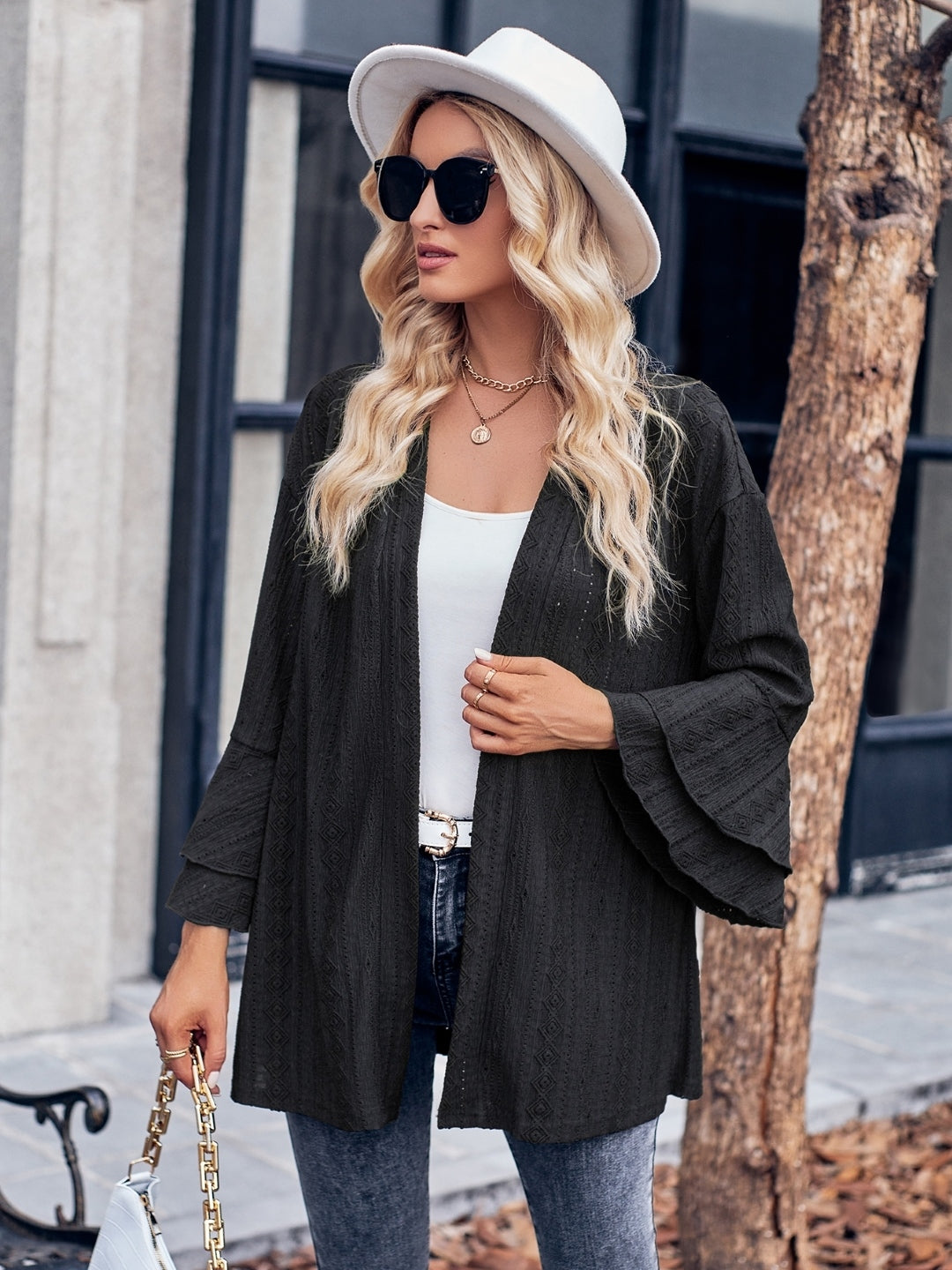 Black Long Sleeve Collarless Polyester Jacket