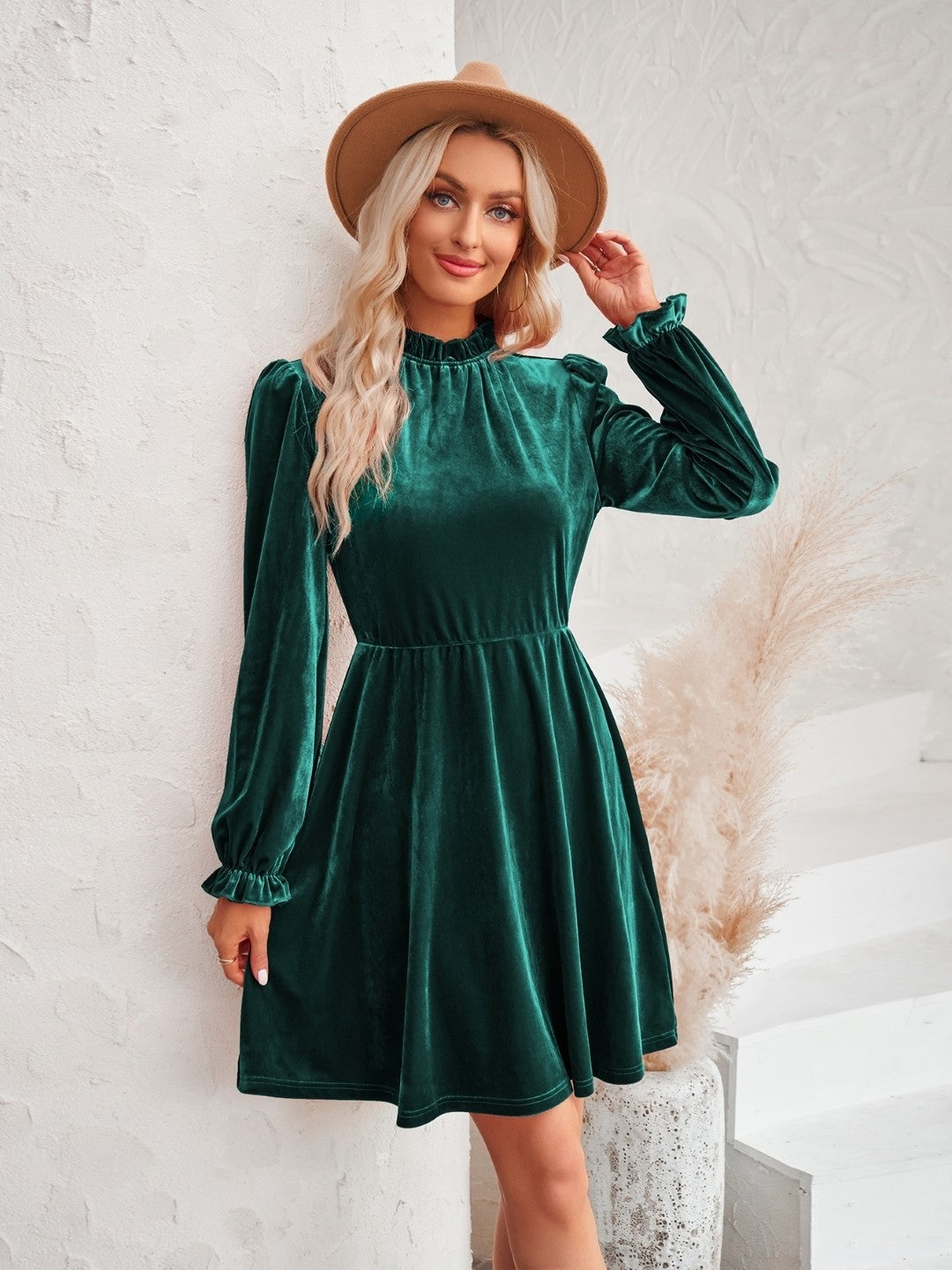 Green A-Line Polyester Dress