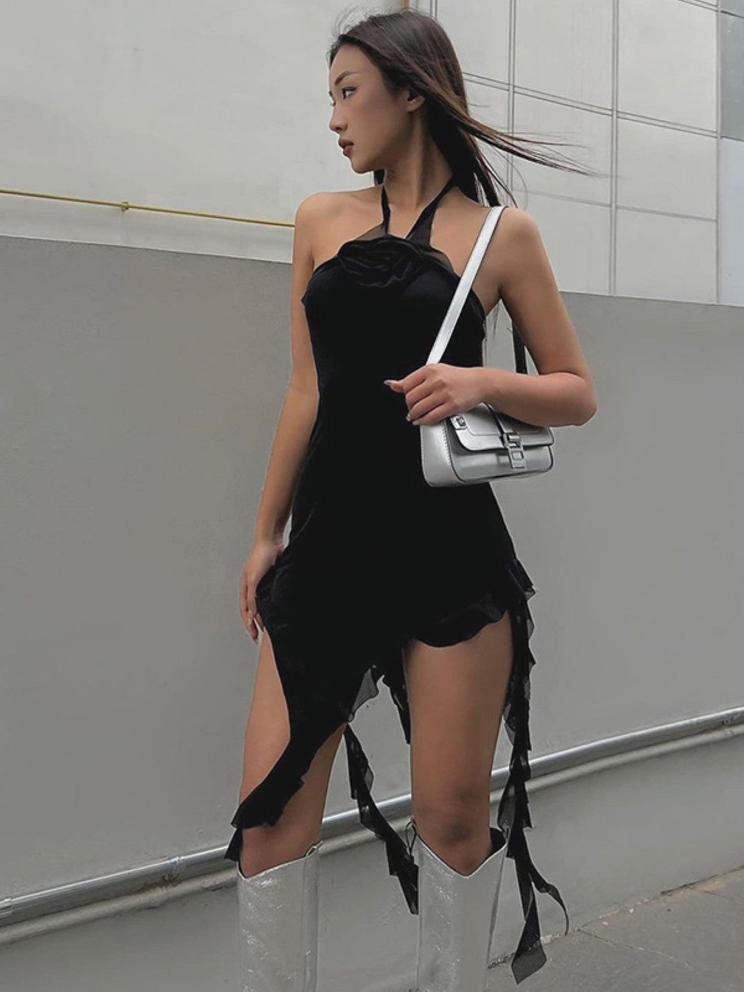 Black One Shoulder Sleeveless Solid Polyester Bodycon Dress