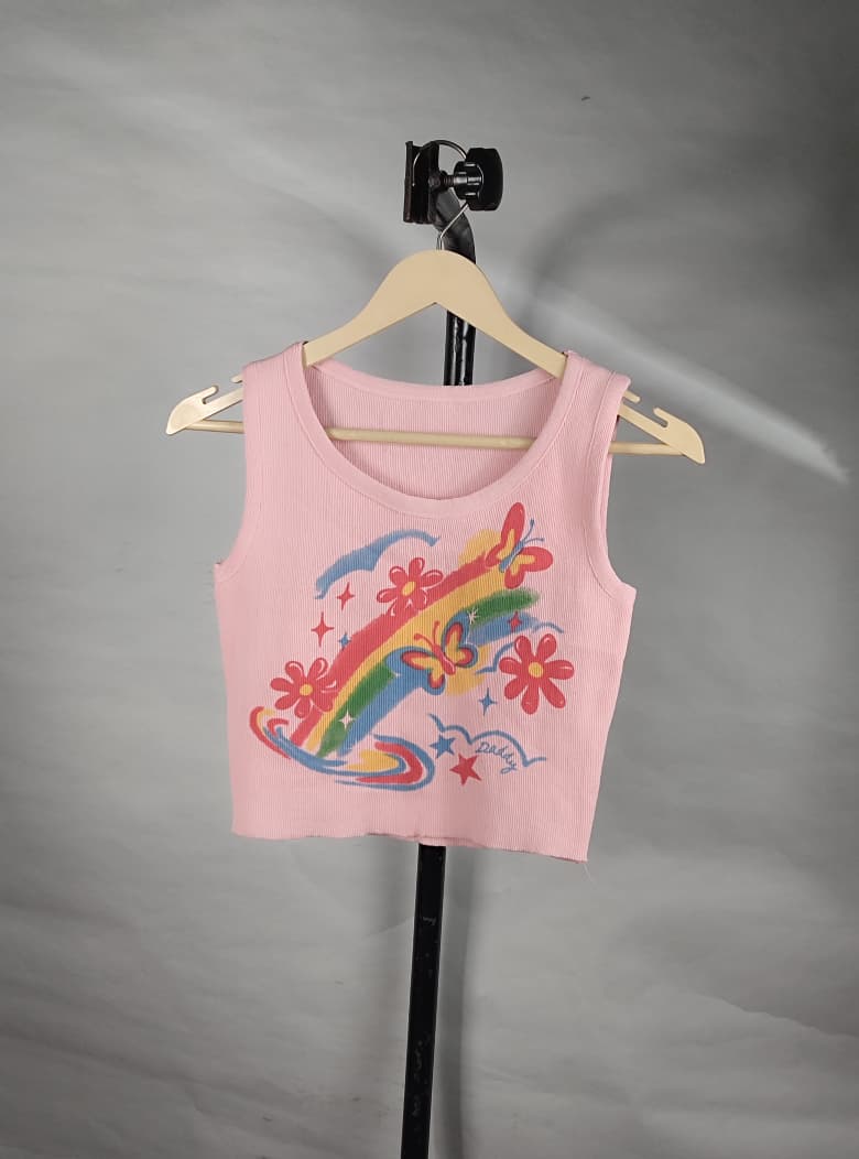 PINK ROUND NECK CROP TOP