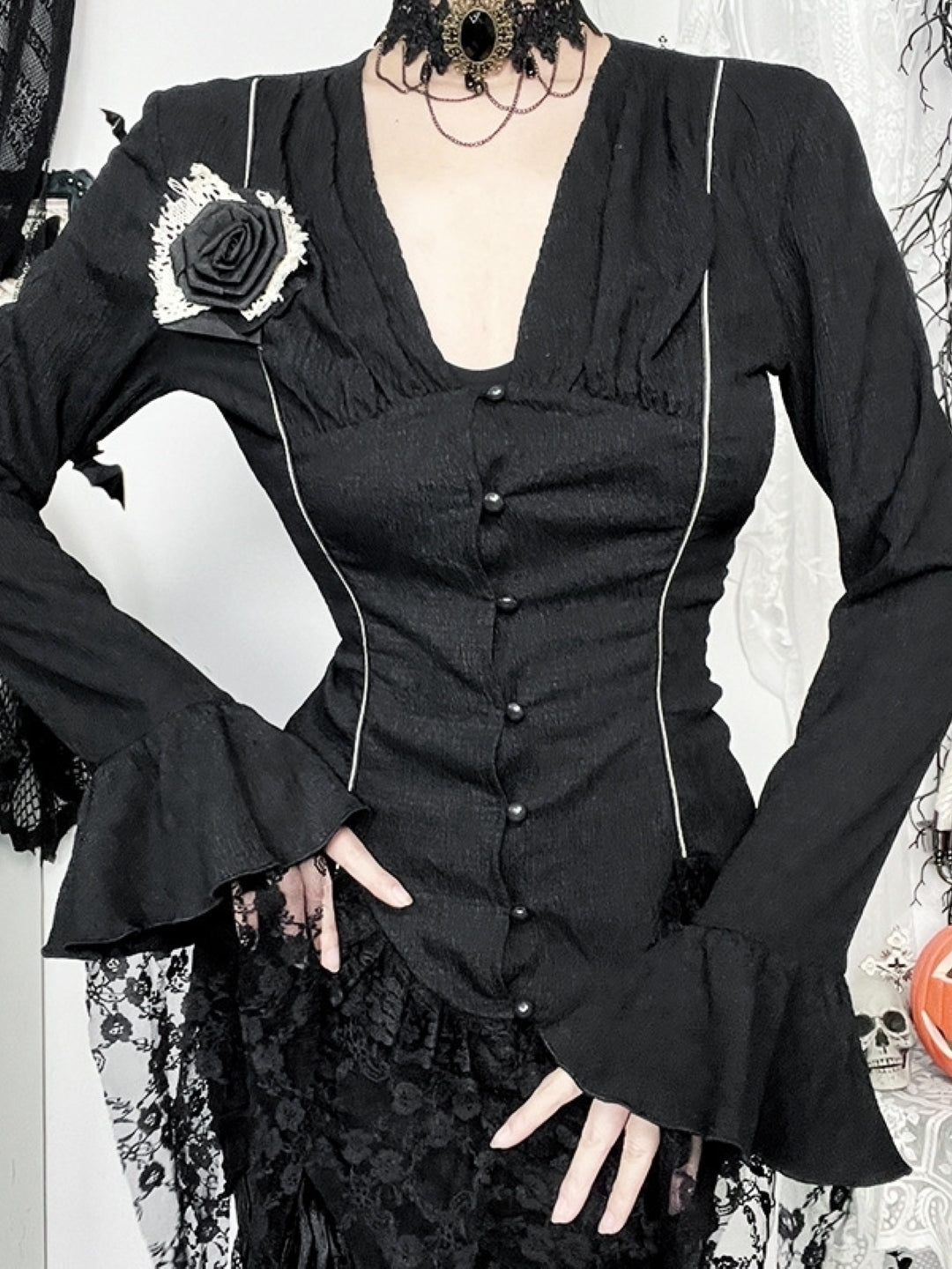 Black Solid Maxi Polyester Skirt