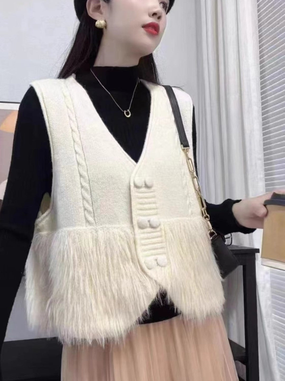 White Nylon V-Neck Sleeveless Solid Top