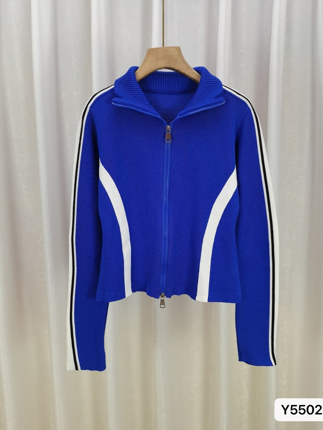 Navy Blue Shirt Collar Long Sleeves Solid Top