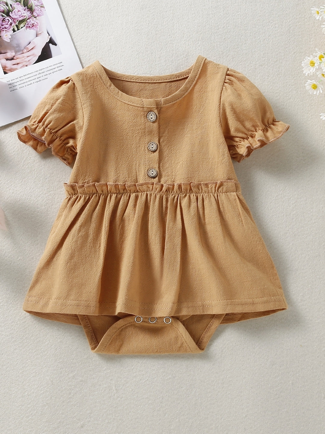 Brown Regular Polyester Rompers