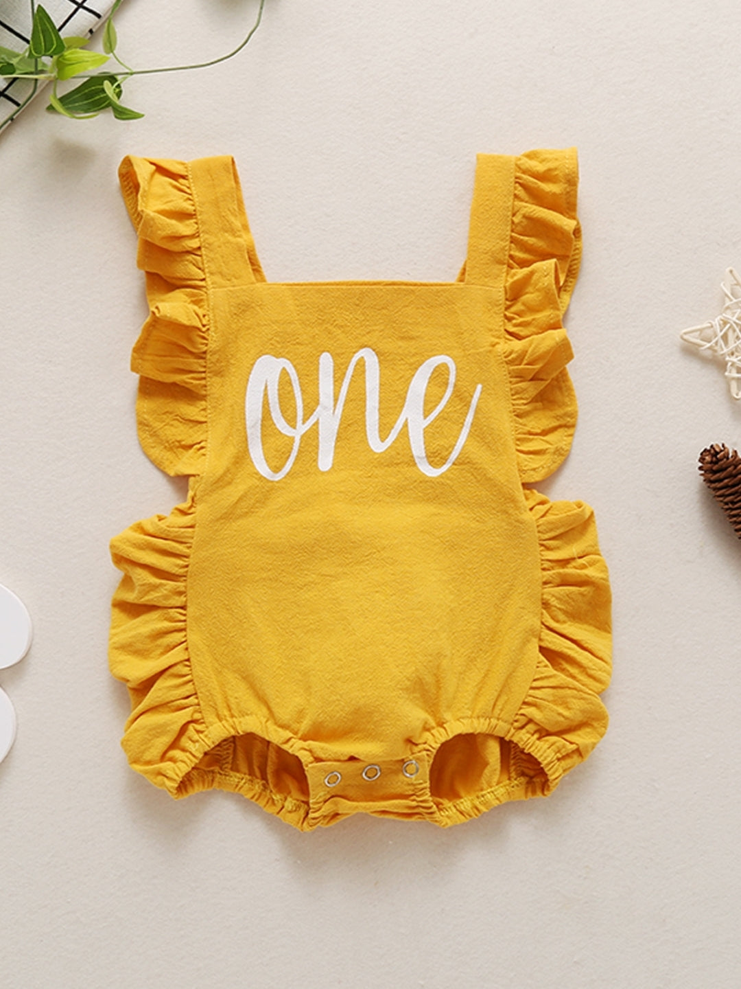 Yellow Regular Polyester Rompers