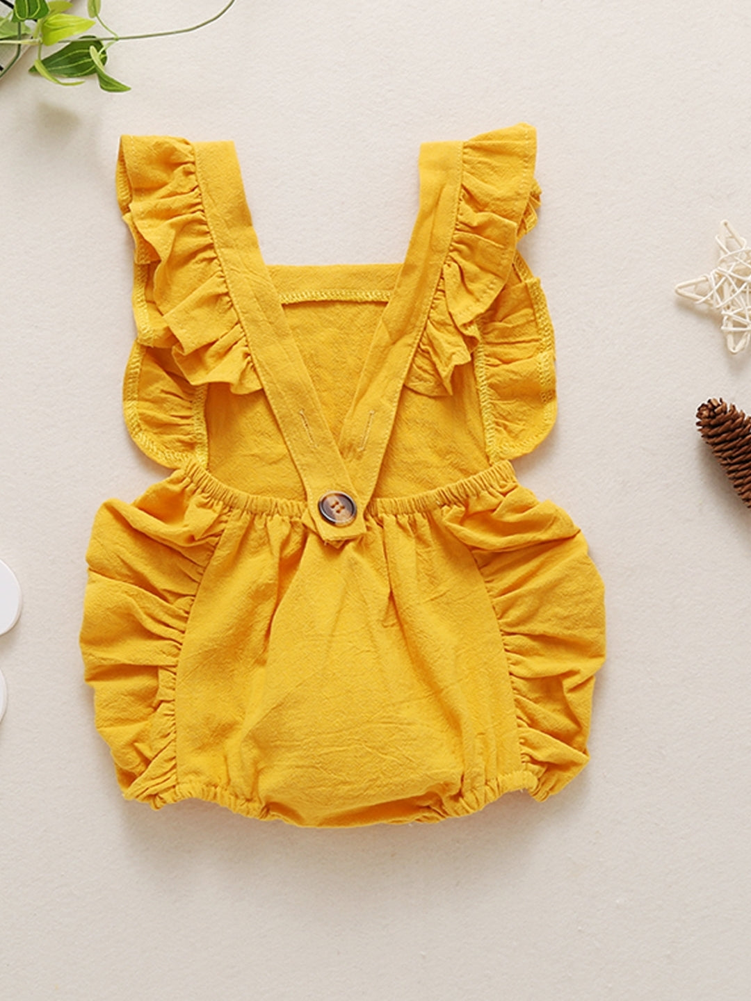 Yellow Regular Polyester Rompers