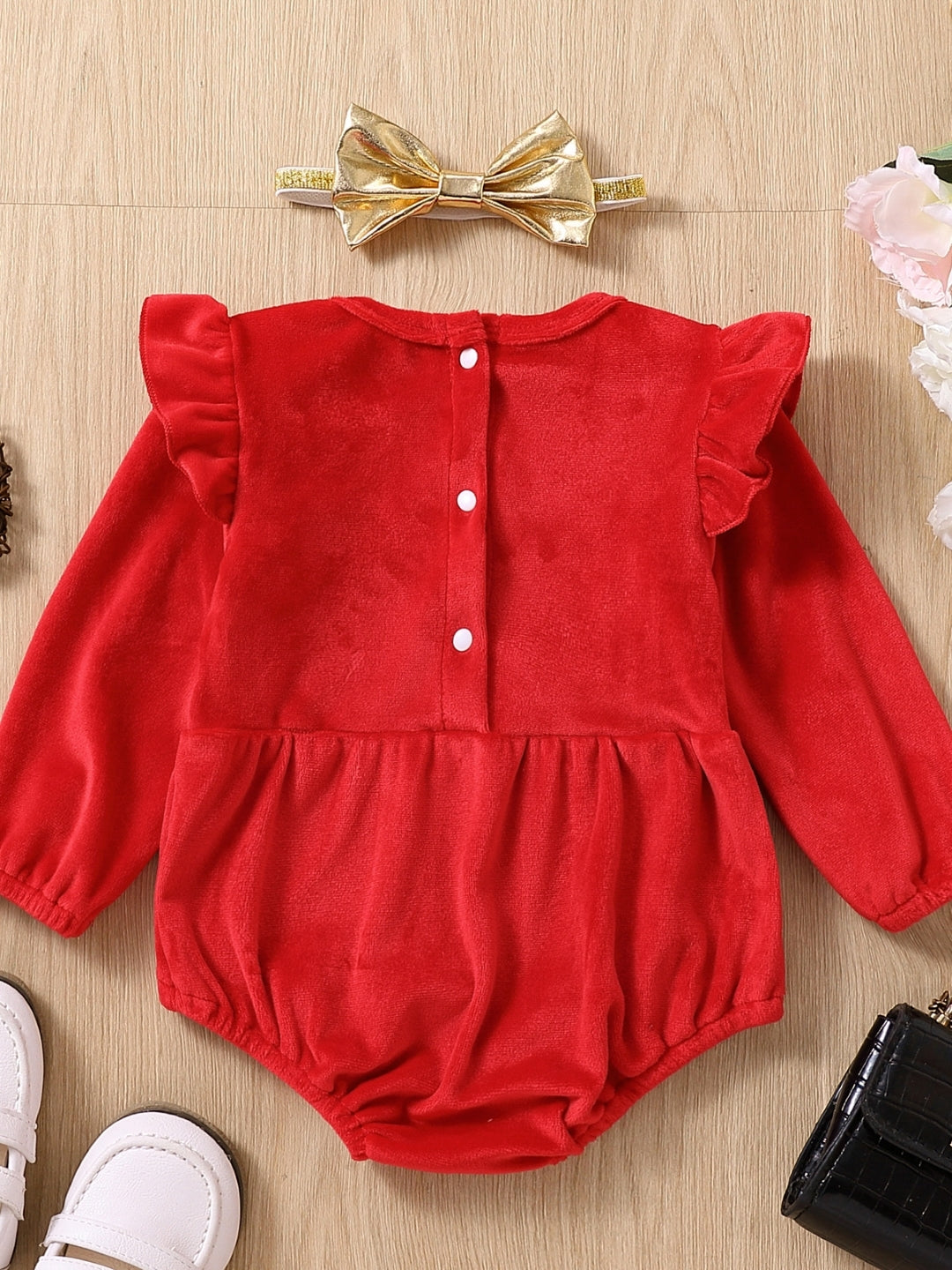 Red Regular Polyester Rompers