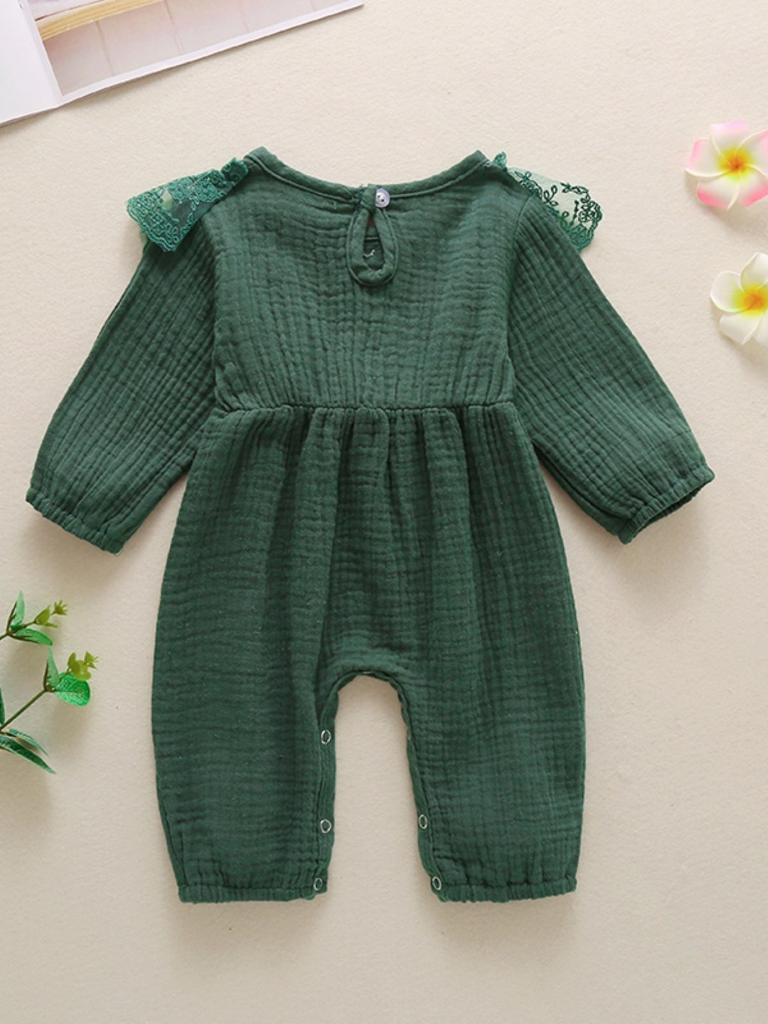 Green Regular Polyester Rompers