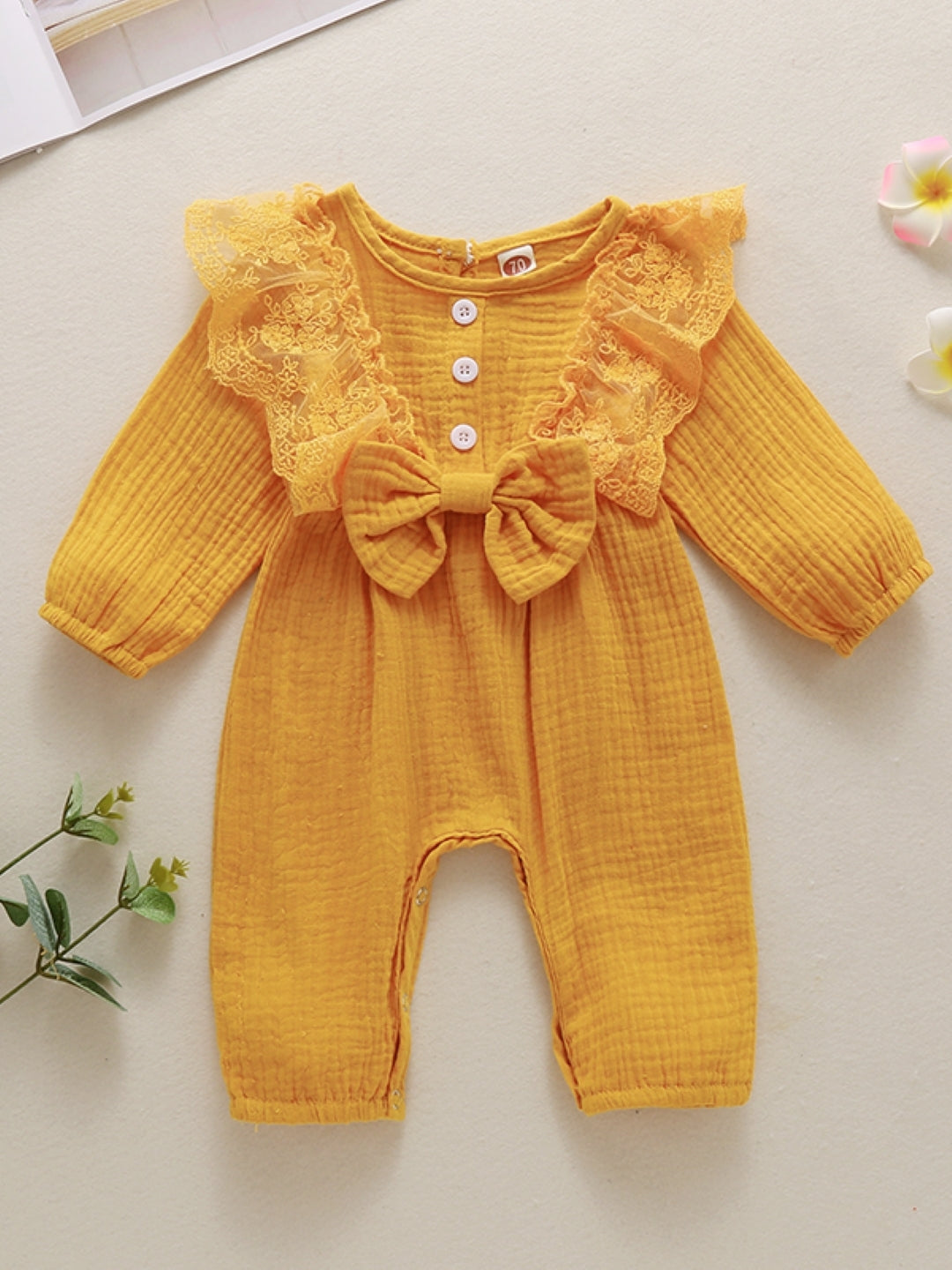 Yellow Regular Polyester Rompers