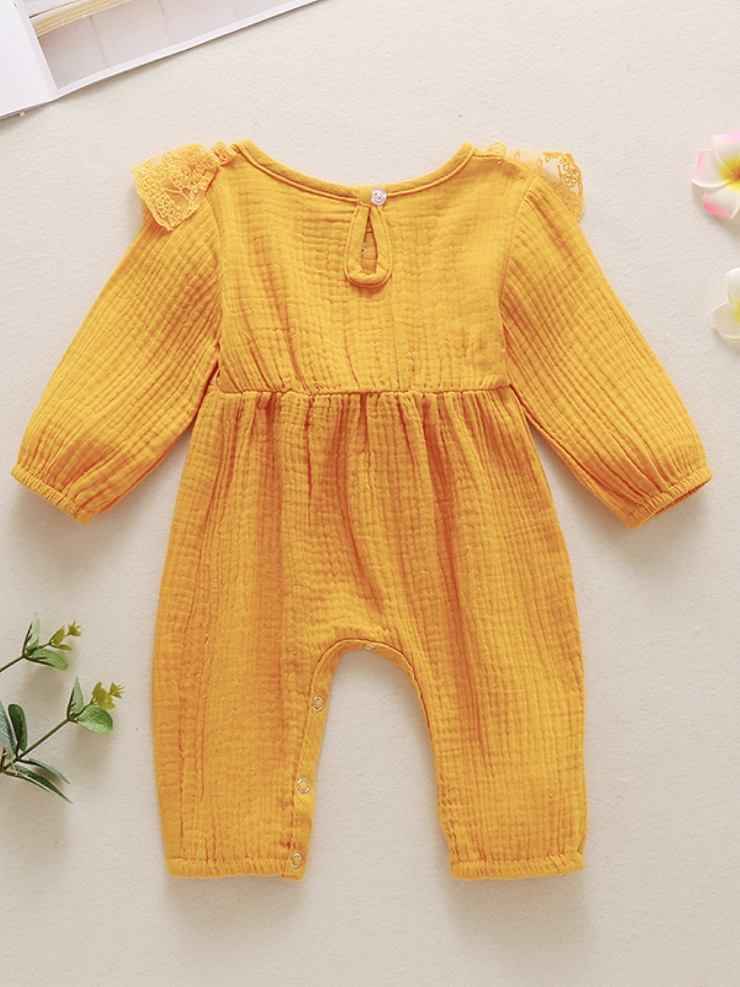 Yellow Regular Polyester Rompers