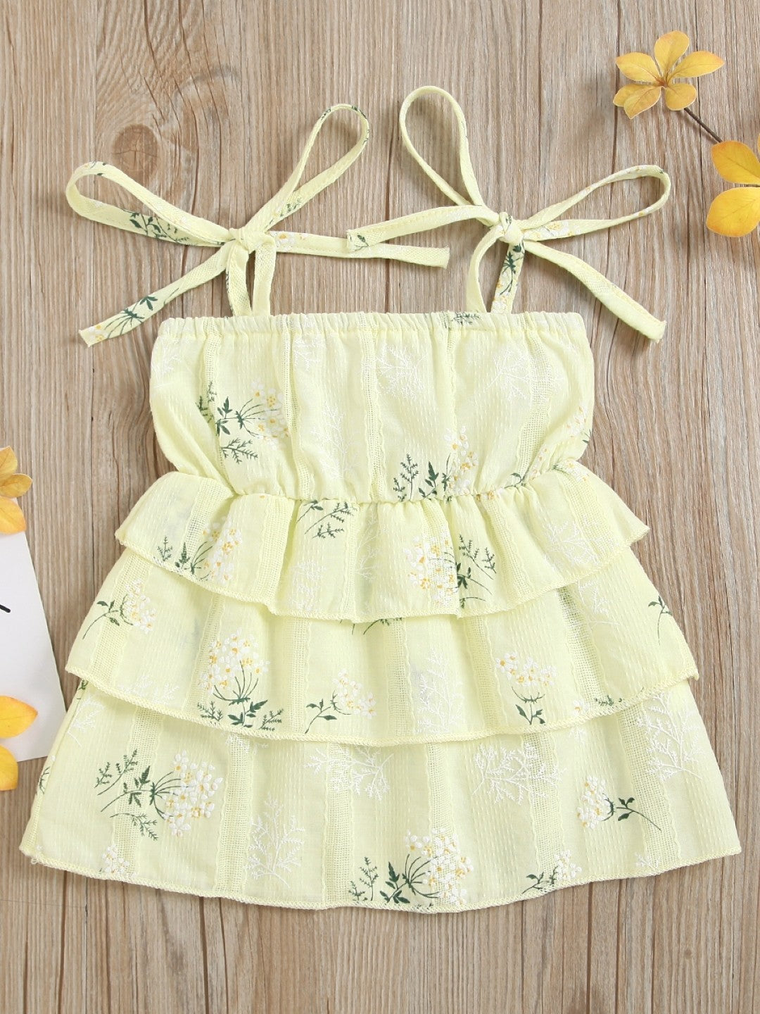 Yellow Shoulder Straps A-Line Casual Solid Sleeveless Knee Length Polyester Dress